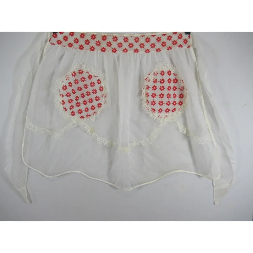 Vintage Half Hostess Apron Lot Satin Sheer Flocked Crochet Butterfly